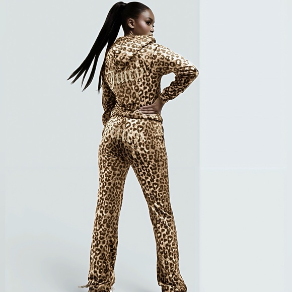 NWT JUICY COUTURE animal print small bling Velour Tracksuit  Set -Ocelot - Picture 3 of 16